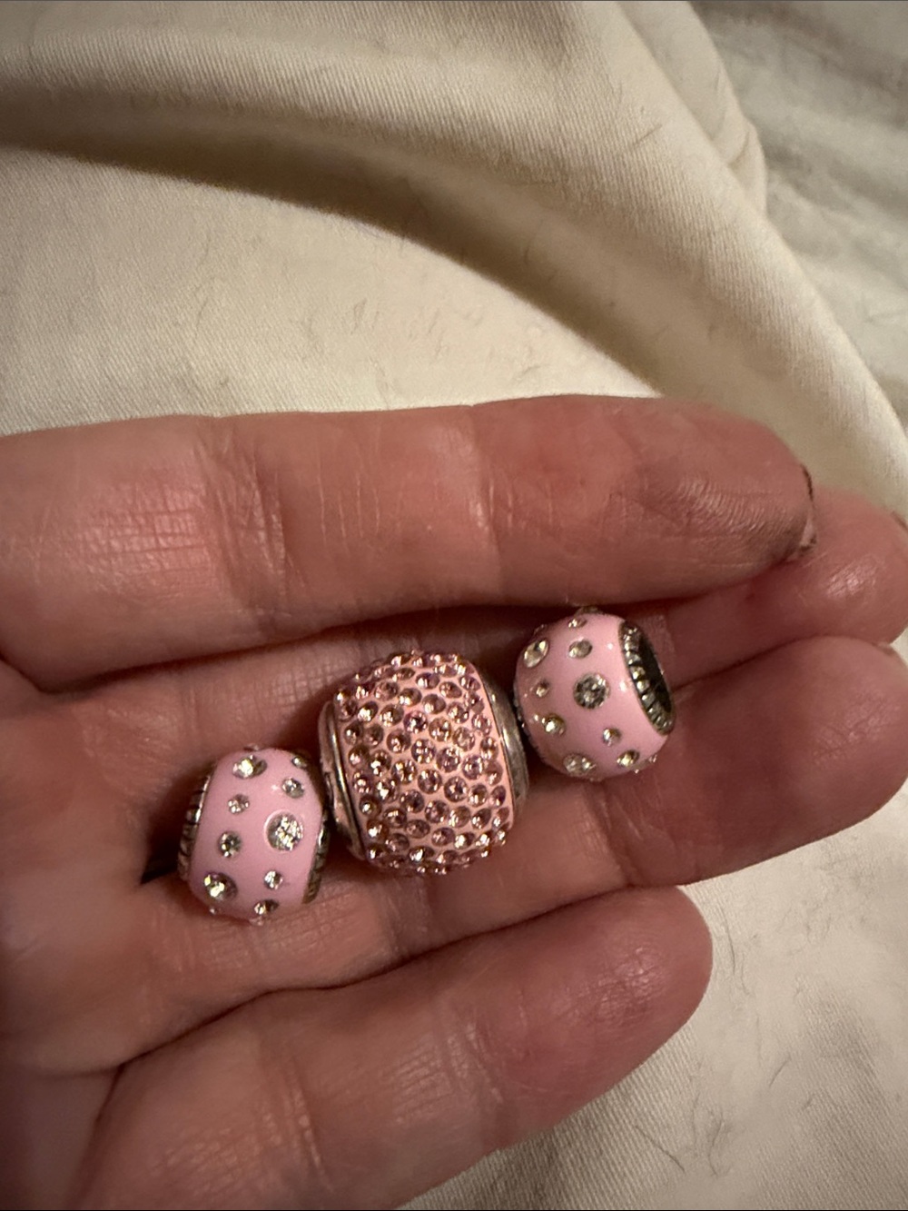 Brighton Pink Crystal Pavé & Enamel Charm Beads